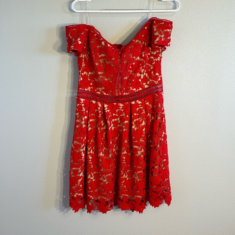 Francesca's Collections Red Lace Dress